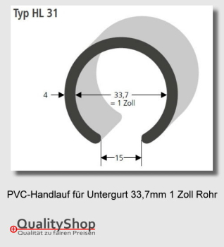 PVC Handlauf Typ. HL31 für 1 Zoll Rohr 33,7mm